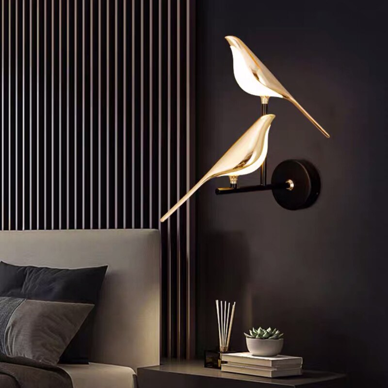 Moderne Vogel Wandlampe Gold - Minimalistische Wandleuchte für Dekorative Beleuchtung | Karnz