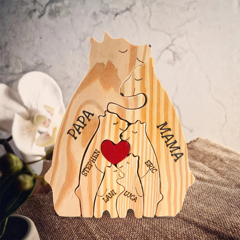 Personalisiertes Holz-Bärenfamilien-Puzzle