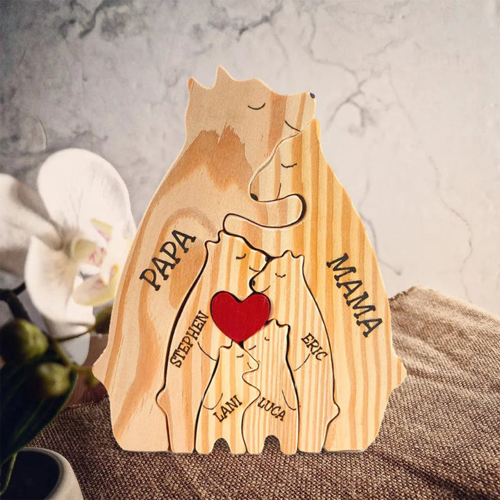 Personalisiertes Holz-Bärenfamilien-Puzzle