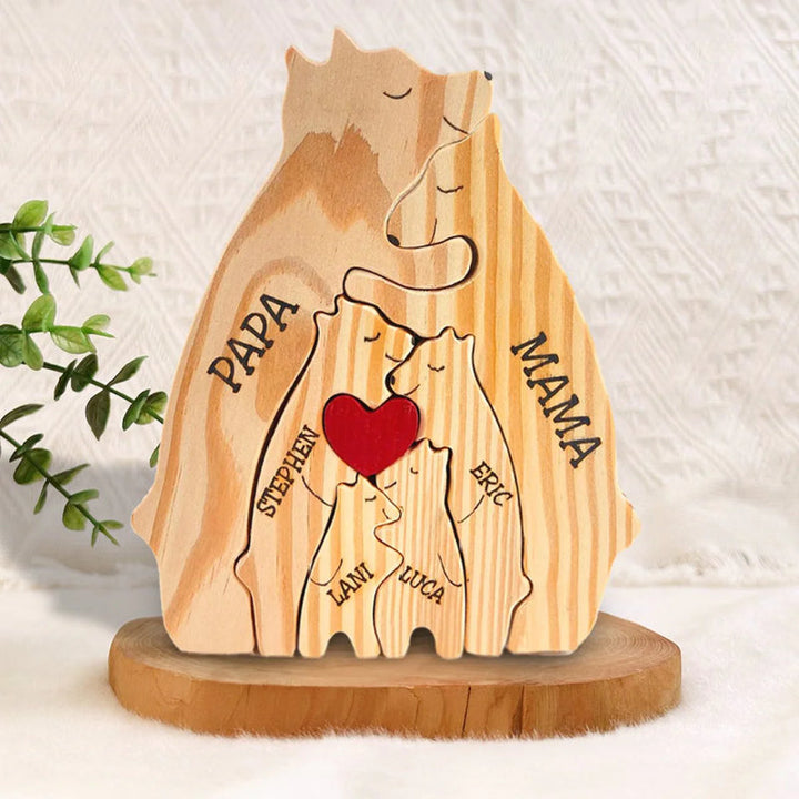 Personalisiertes Holz-Bärenfamilien-Puzzle