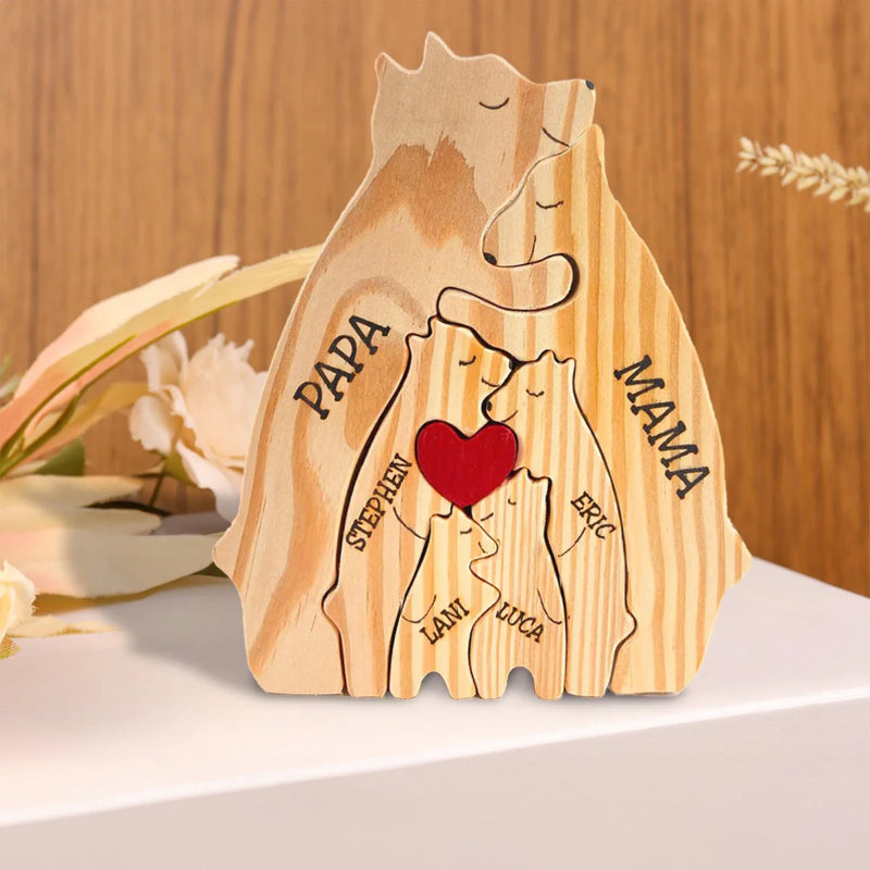 Personalisiertes Holz-Bärenfamilien-Puzzle