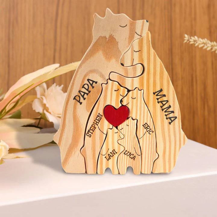 Personalisiertes Holz-Bärenfamilien-Puzzle