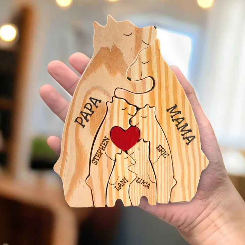 Personalisiertes Holz-Bärenfamilien-Puzzle