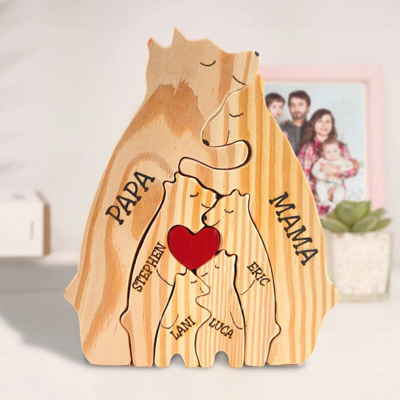 Personalisiertes Holz-Bärenfamilien-Puzzle