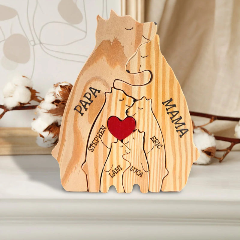Personalisiertes Holz-Bärenfamilien-Puzzle