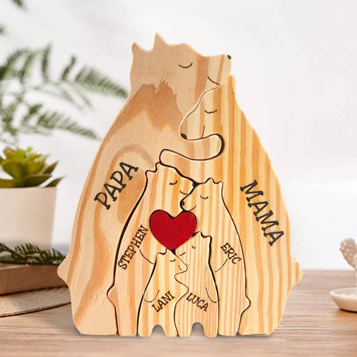 Personalisiertes Holz-Bärenfamilien-Puzzle