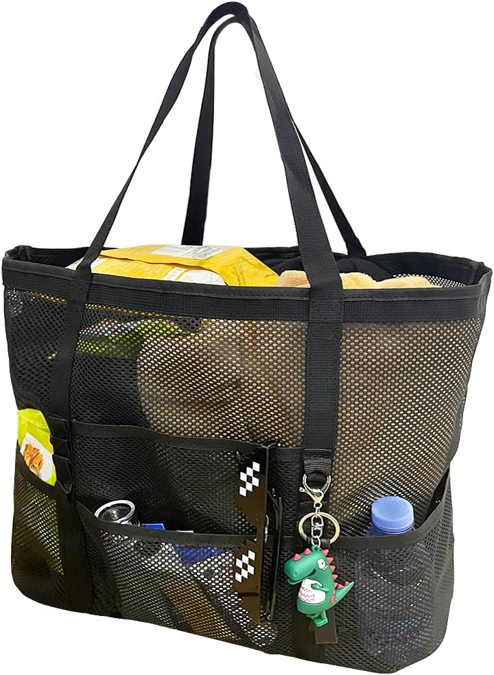 Faltbare Mesh Strandtasche mit 9 Taschen für Familientage | Karnz