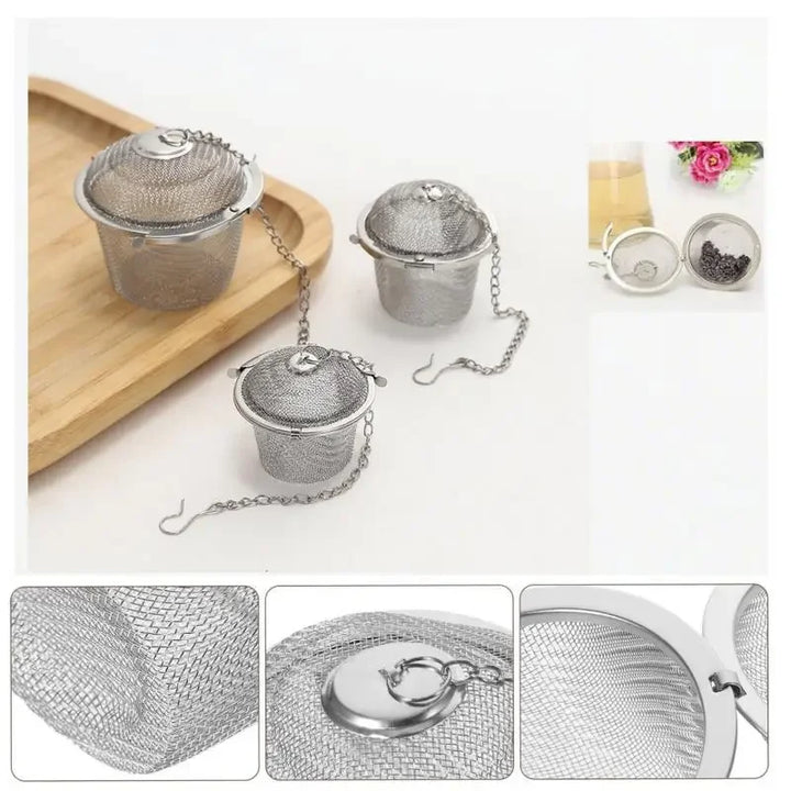 Mesh-Infuser mit verriegelter Kette Edelstahl Teewürzfilterball | Karnz
