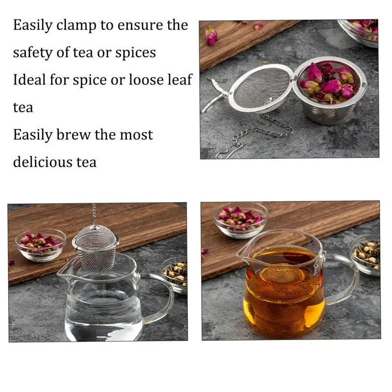 Mesh-Infuser mit verriegelter Kette Edelstahl Teewürzfilterball | Karnz