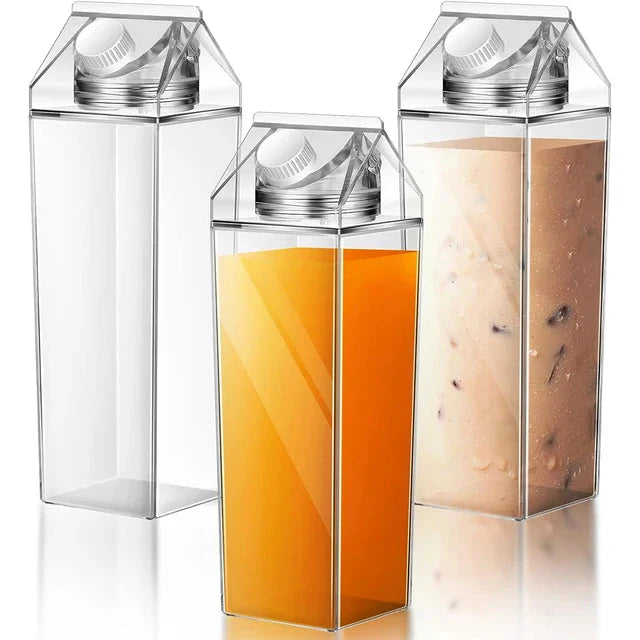 Milchkarton-Wasserflasche Kunststoff Quadrat Transparent Getränkespeicherung | Karnz