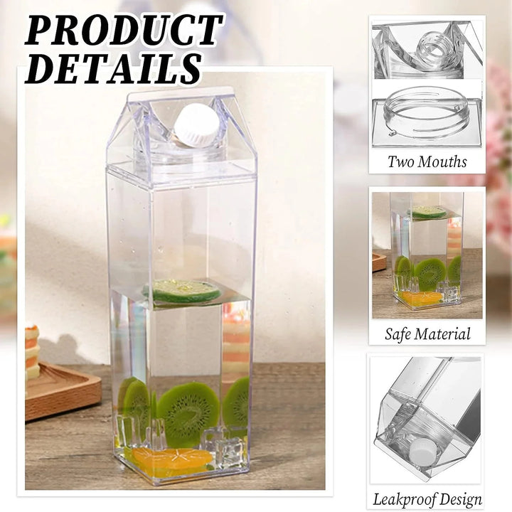 Milchkarton-Wasserflasche Kunststoff Quadrat Transparent Getränkespeicherung | Karnz