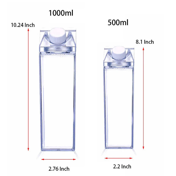 Milchkarton-Wasserflasche Kunststoff Quadrat Transparent Getränkespeicherung | Karnz