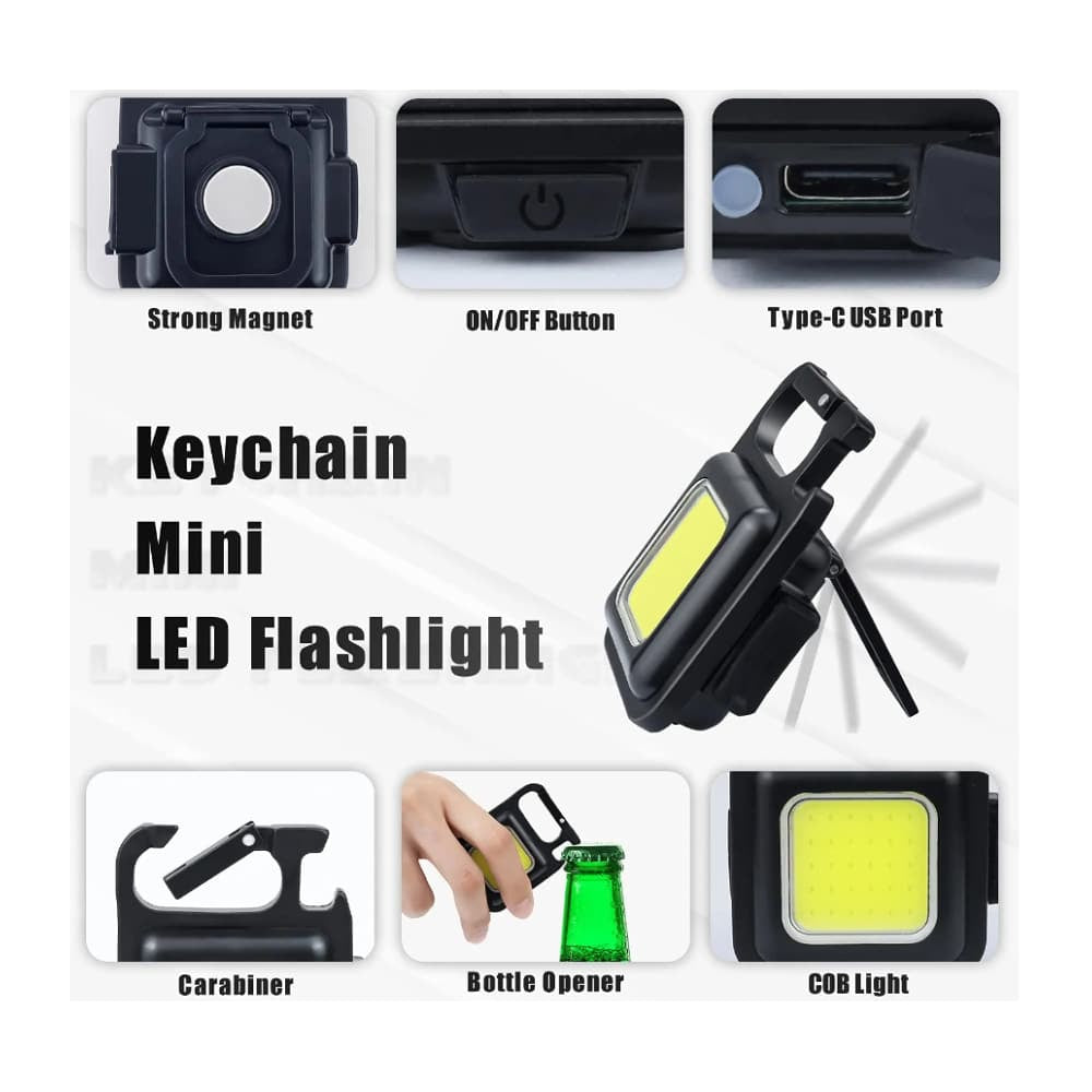 Schlüsselanhänger COB-LED-Taschenlampe - wiederaufladbar - 3 Leuchtmodi | Karnz