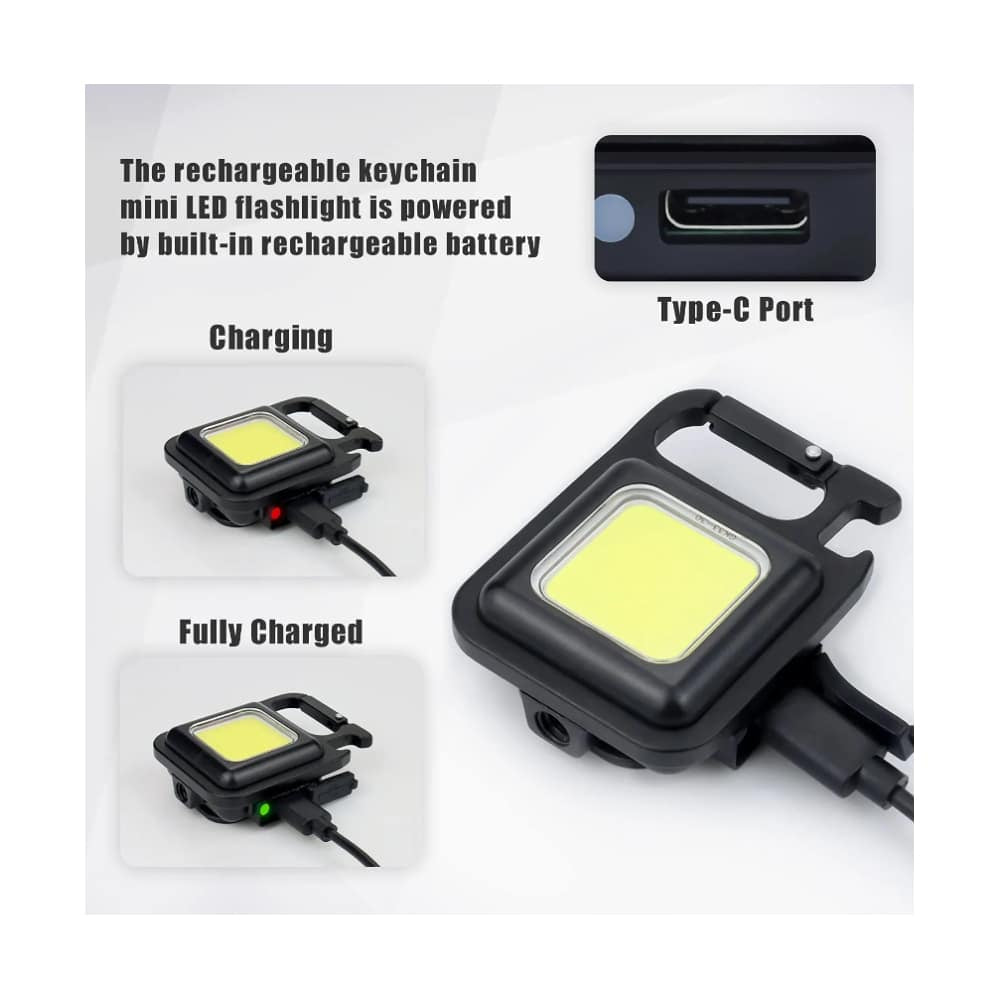 Schlüsselanhänger COB-LED-Taschenlampe - wiederaufladbar - 3 Leuchtmodi | Karnz