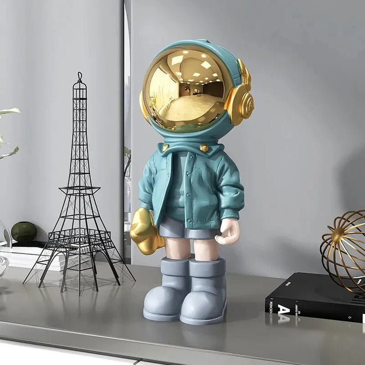 Moderne zeitgenössische Astronautenstatue goldbeschichtete Harzdekoration | Karnz
