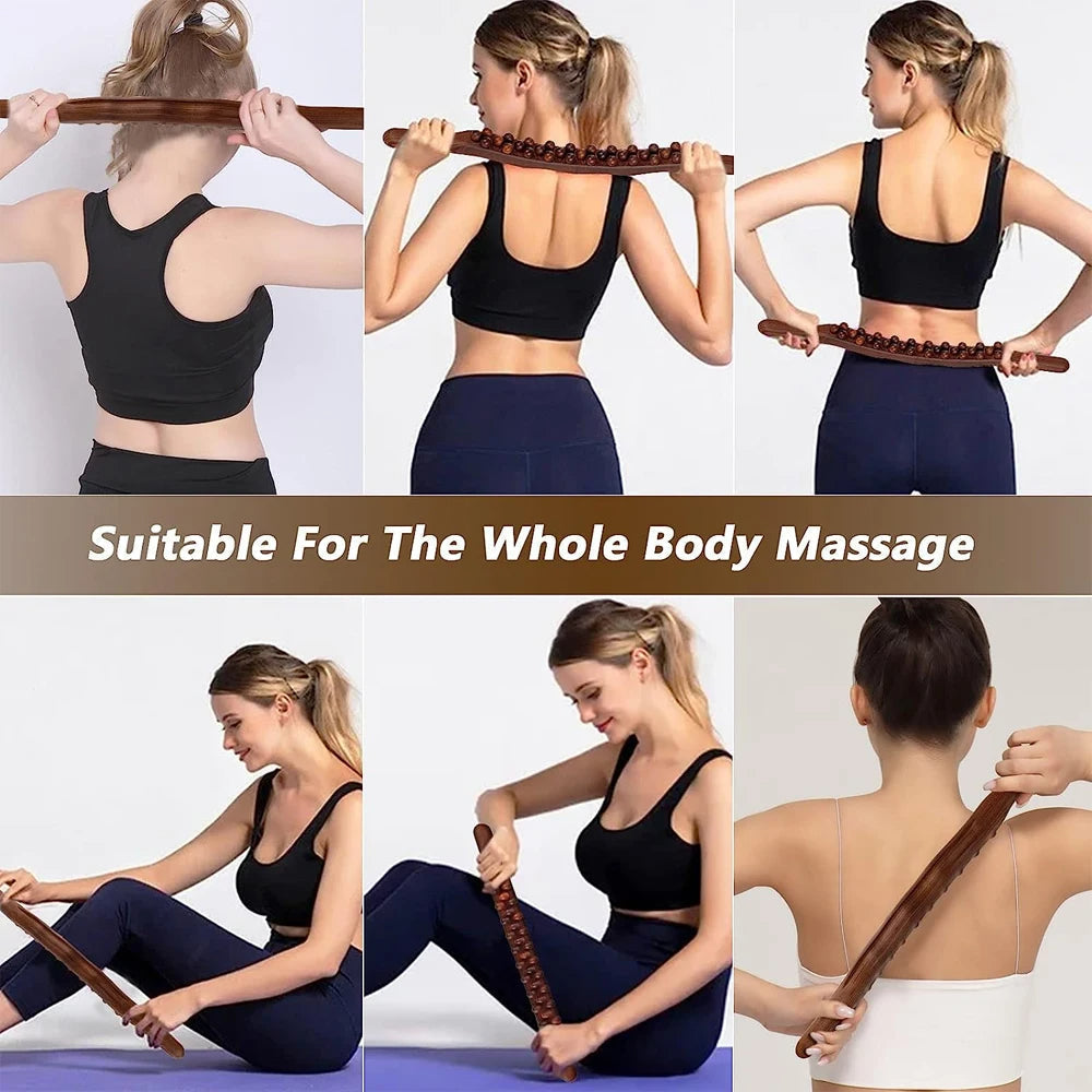 HoutRelax Gua Sha Massage Stick – 60 cm Massagewerkzeug aus natürlichem Holz für tiefe Muskelentspannung | Karnz