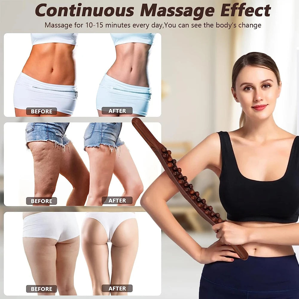 HoutRelax Gua Sha Massage Stick – 60 cm Massagewerkzeug aus natürlichem Holz für tiefe Muskelentspannung | Karnz