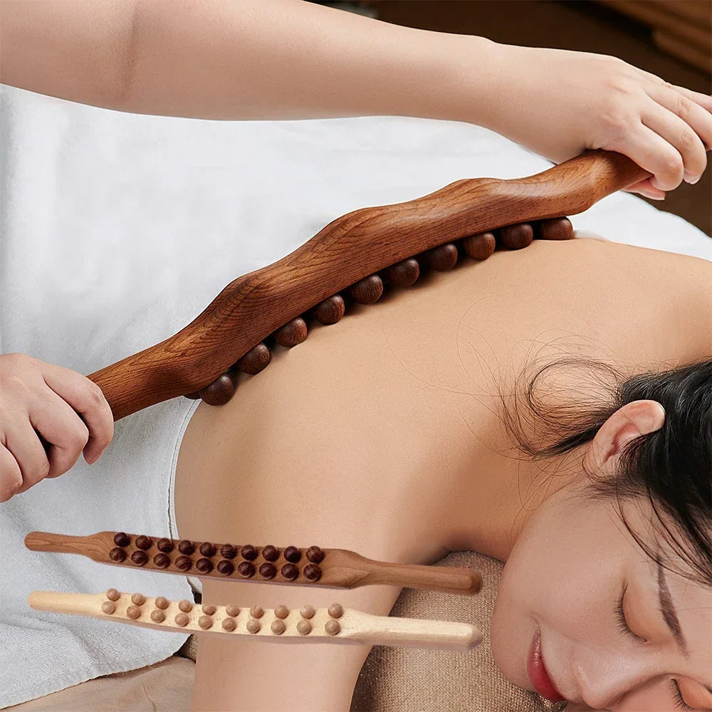 HoutRelax Gua Sha Massage Stick – 60 cm Massagewerkzeug aus natürlichem Holz für tiefe Muskelentspannung | Karnz