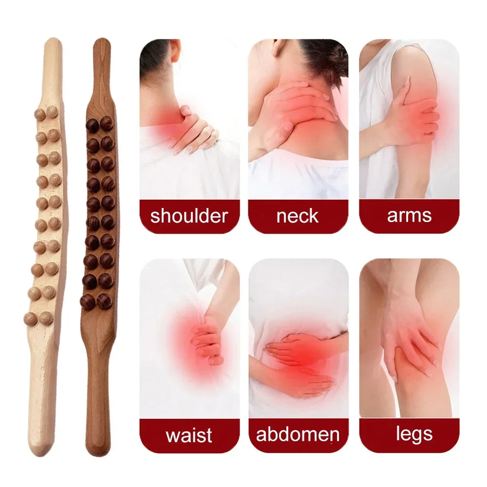 HoutRelax Gua Sha Massage Stick – 60 cm Massagewerkzeug aus natürlichem Holz für tiefe Muskelentspannung | Karnz