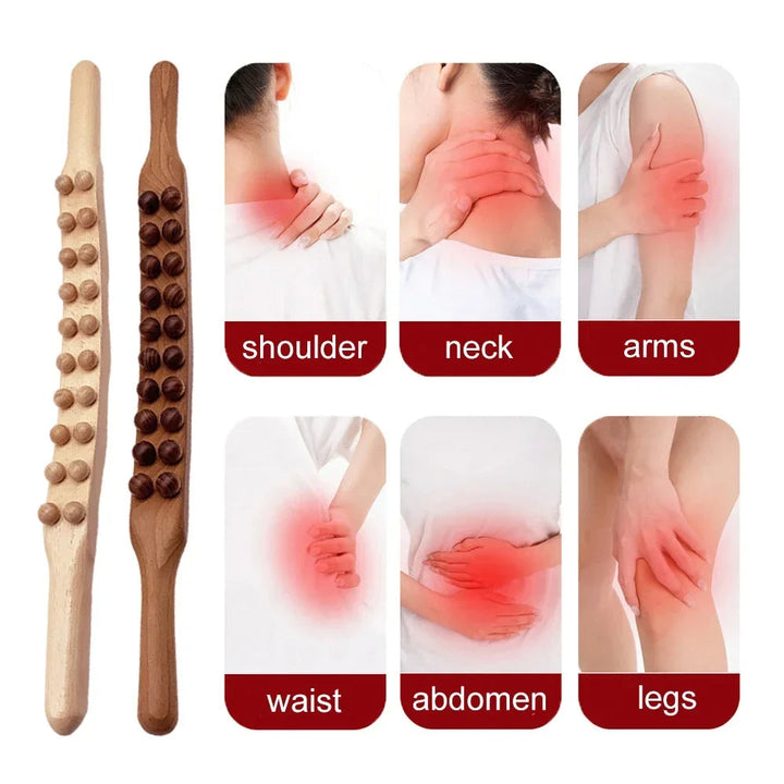 WoodRelax Gua Sha Massage Stick – 60 cm Massagetool aus natürlichem Holz für tiefe Muskelentspannung | Karnz
