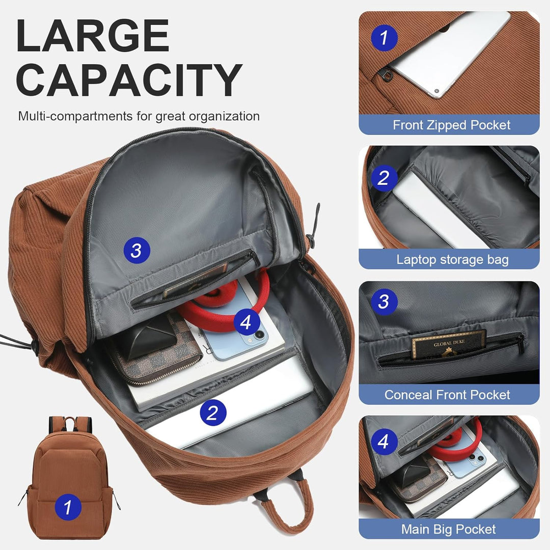 Leichtgewicht Wasserabweisender Laptop- und Reise-Rucksack mit organisierten Fächern | Karnz