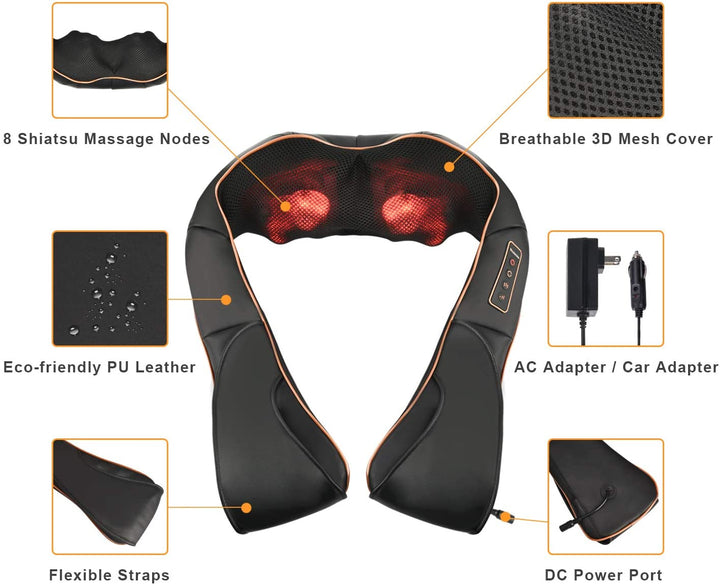 RelaxPro Massagekissen – Shiatsu-Heizkissen für Nacken, Schultern und Rücken | Karnz