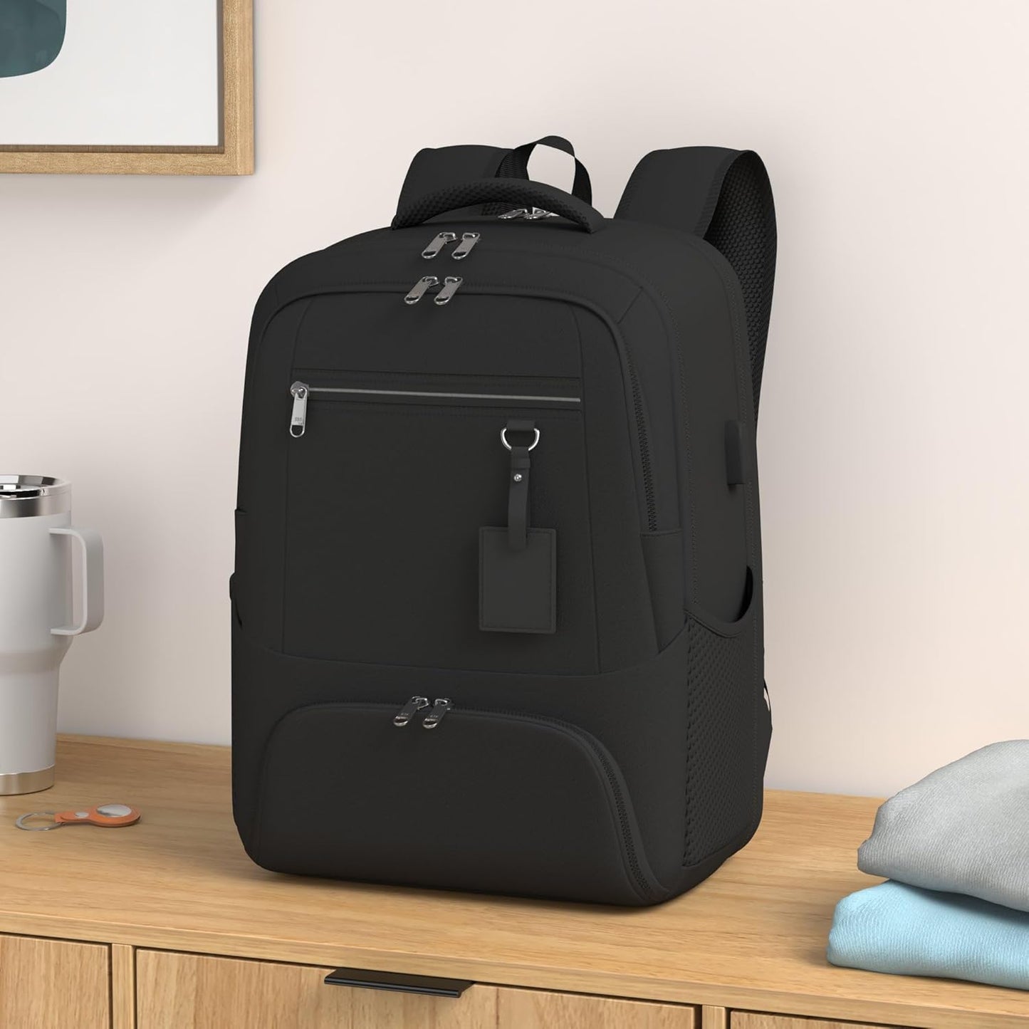 Wasserdichter Laptop- und Lunch-Rucksack mit USB-Anschluss – Reisetasche mit mehreren Fächern | Karnz