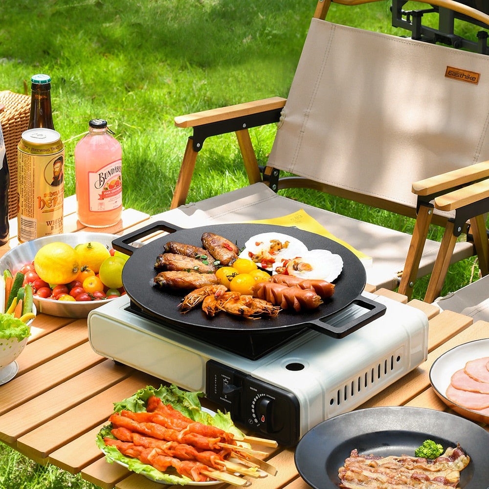 Antihaft-Bratpfanne Outdoor Gusseisen BBQ Platte Camping Grillpfanne | Karnz