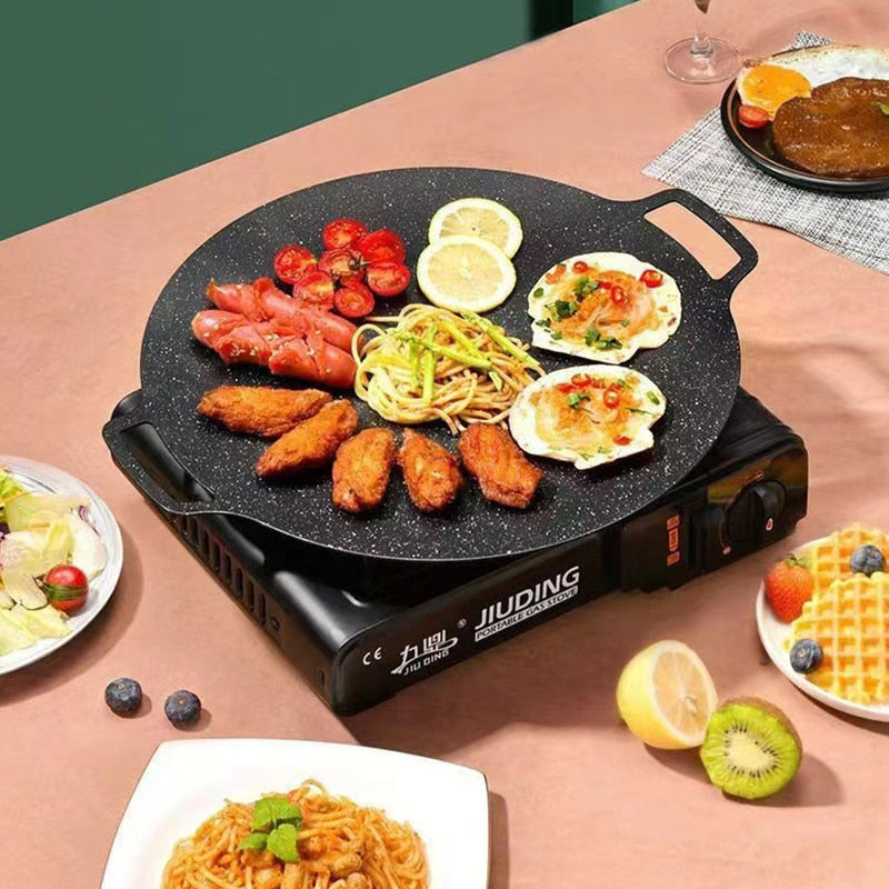 Antihaft-Bratpfanne Outdoor Gusseisen BBQ Platte Camping Grillpfanne | Karnz