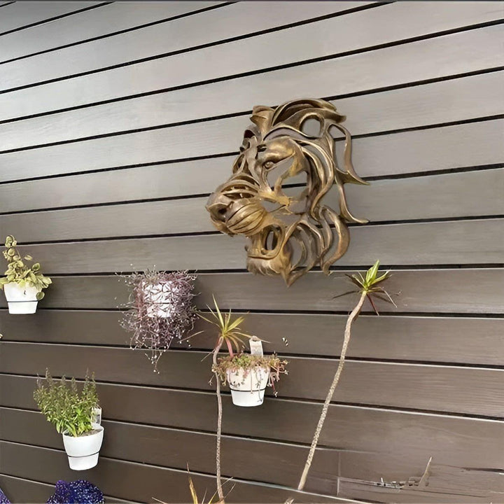 Exquisite vergoldete Löwenkopf Wandskulptur Karnz