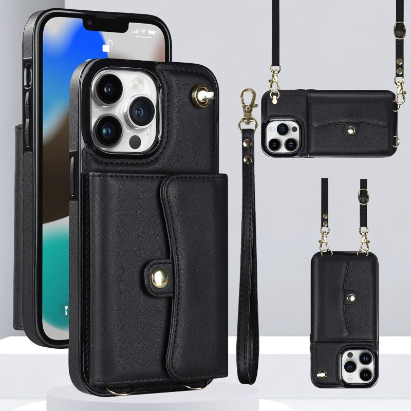 Leder Schultertasche mit Tragetasche und Lanyard für das iPhone