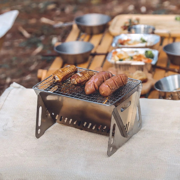 Outdoor Tragbarer BBQ Camping Grill Edelstahl Klappgrill | Karnz