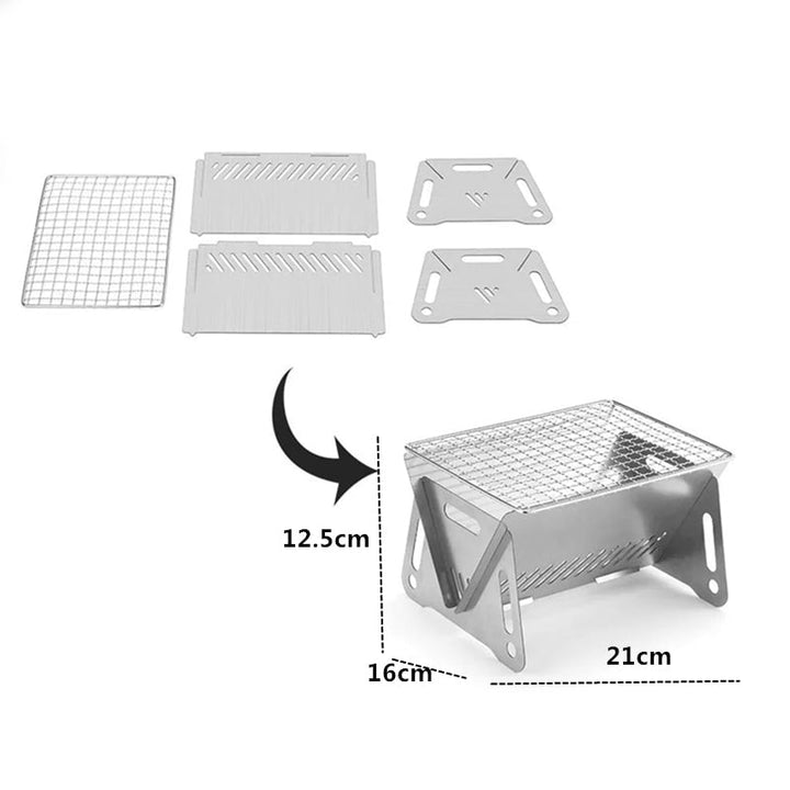 Outdoor Tragbarer BBQ Camping Grill Edelstahl Klappgrill | Karnz