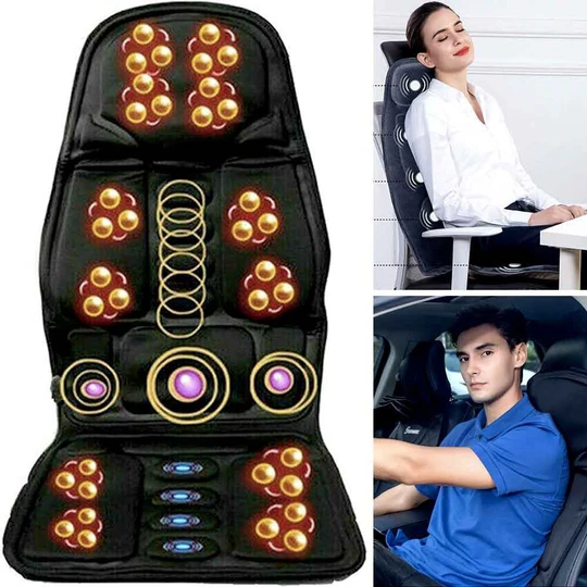 8-Modus-Massagesesselkissen mit beheiztem Rücken- und Nackenkissen für Auto und Zuhause