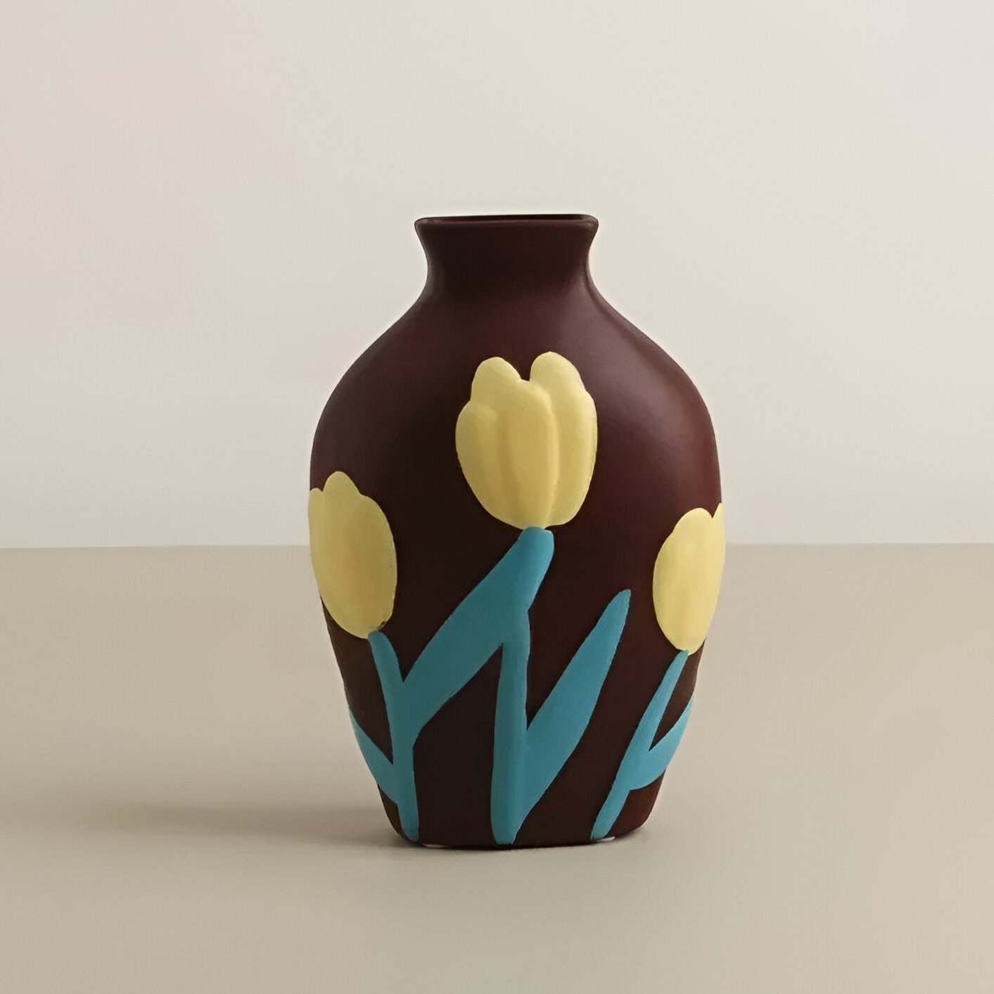 Gemalter floraler Keramikvase für Wohnkultur und Blumen | Karnz
