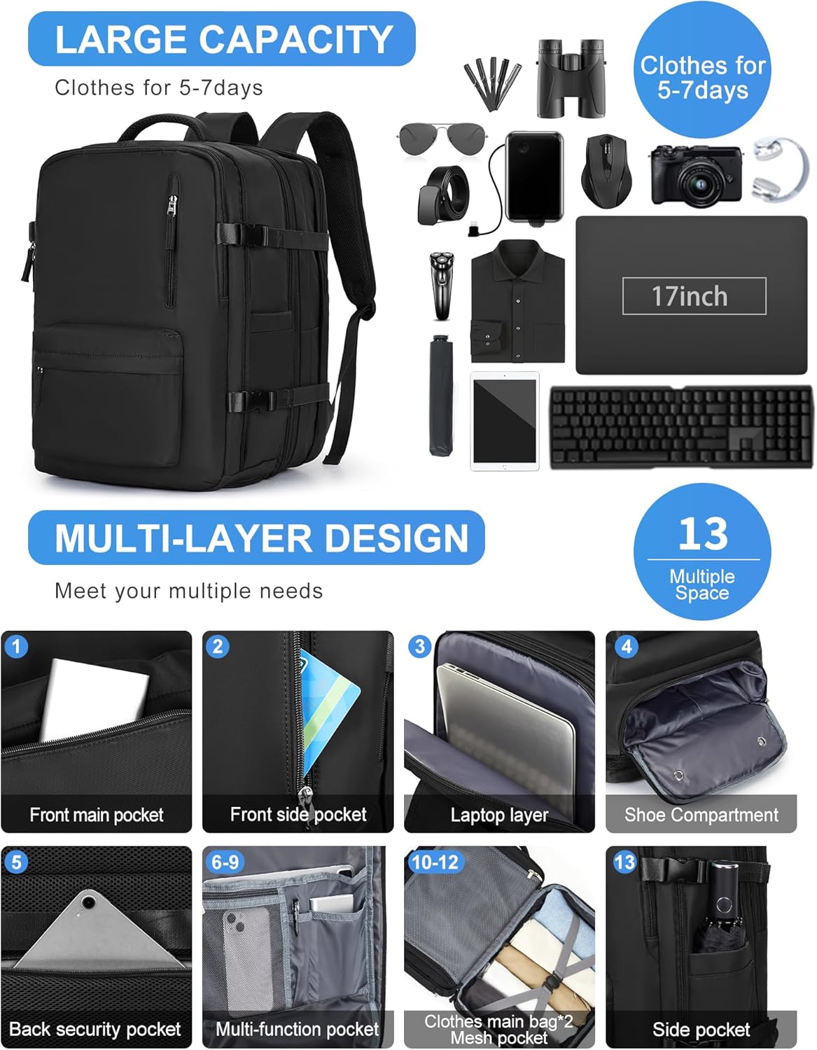 Multi-Compartment Laptop Tragetasche mit verstellbarem Schultergurt | Karnz