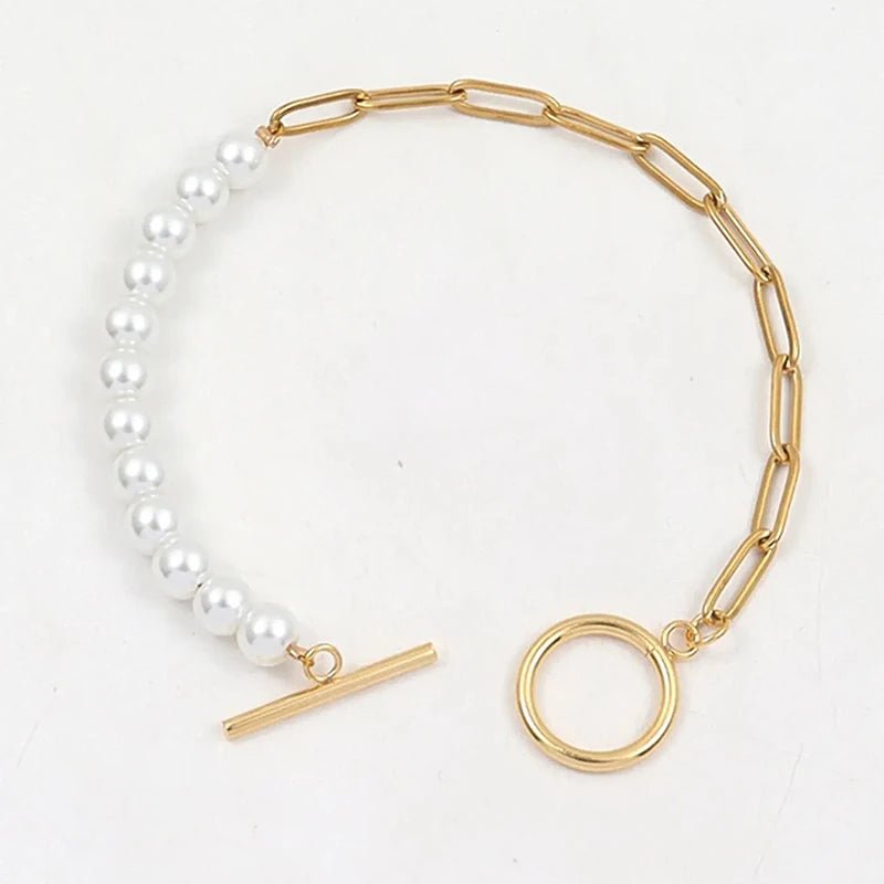 Karnz | Büroklammer Halskette Perle gemischtes Armband und Halskette