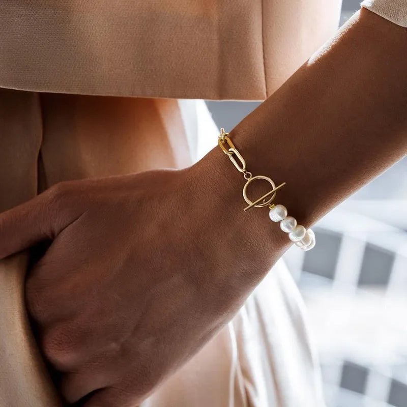 Karnz | Büroklammer Halskette Perle gemischtes Armband und Halskette
