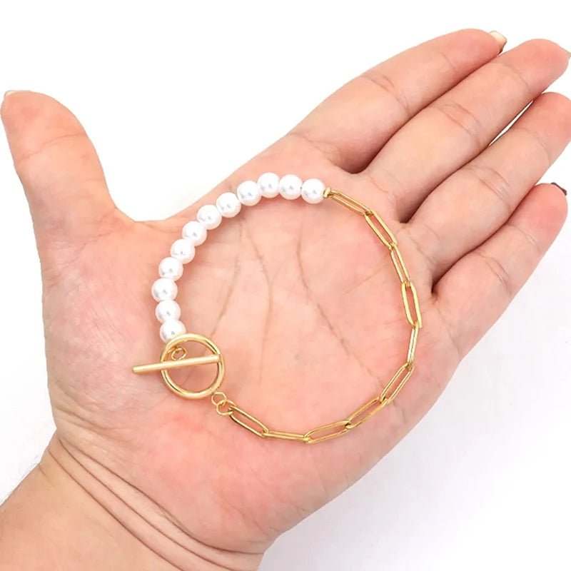 Karnz | Büroklammer Halskette Perle gemischtes Armband und Halskette