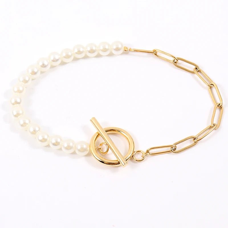 Karnz | Büroklammer Halskette Perle gemischtes Armband und Halskette