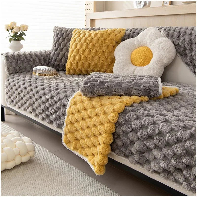 Pastellfarbe Verdickte Plüsch Sofa Decke für Gemütlichen Komfort | Karnz