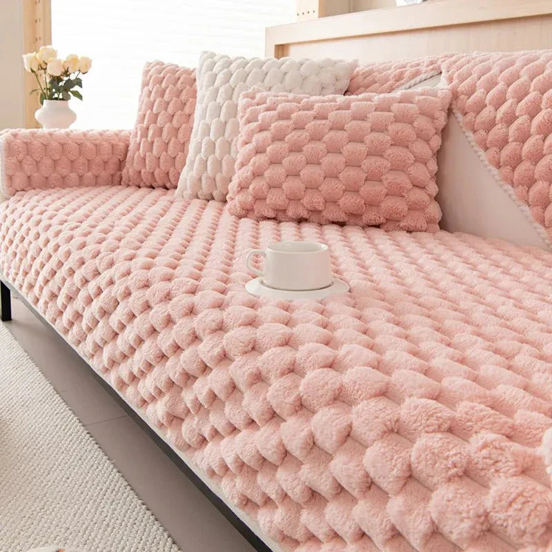 Pastellfarbe Verdickte Plüsch Sofa Decke für Gemütlichen Komfort | Karnz