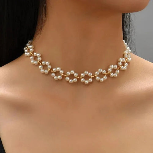 Karnz | Perle Floral Gänseblümchen Choker Halskette