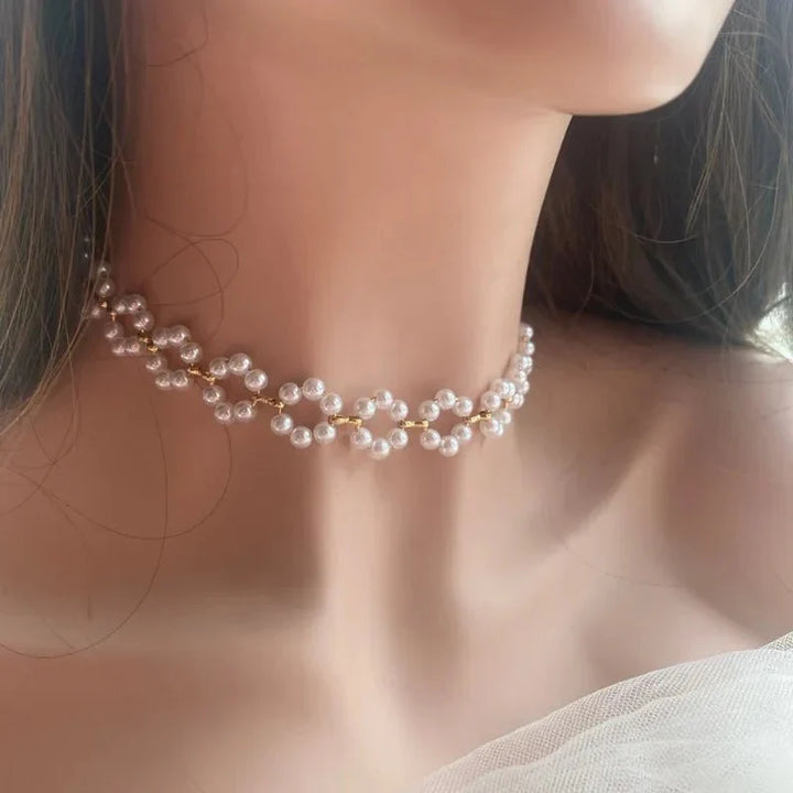 Karnz | Perle Floral Gänseblümchen Choker Halskette