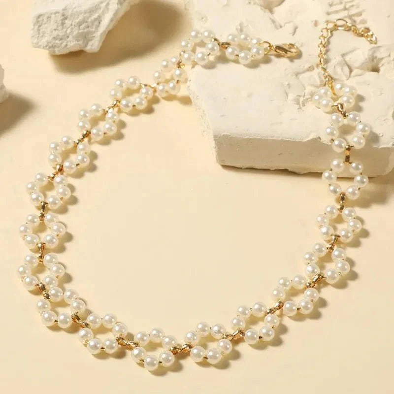 Karnz | Perle Floral Gänseblümchen Choker Halskette
