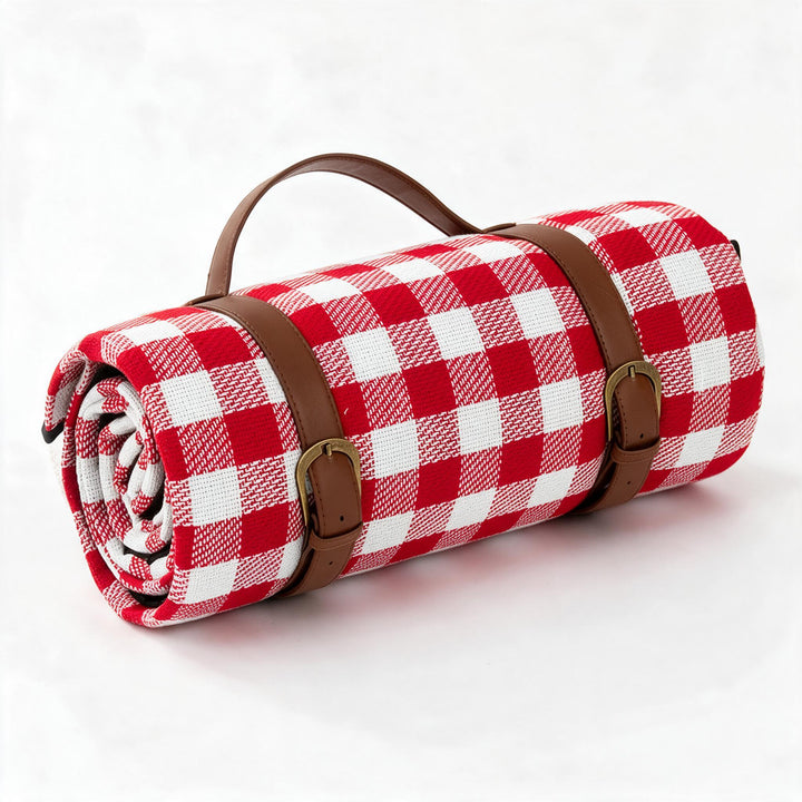 Picknickdecke wasserabweisend mit Leder-Tragegurt | Karnz