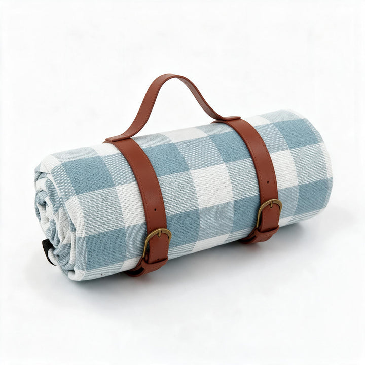 Picknickdecke wasserabweisend mit Leder-Tragegurt | Karnz