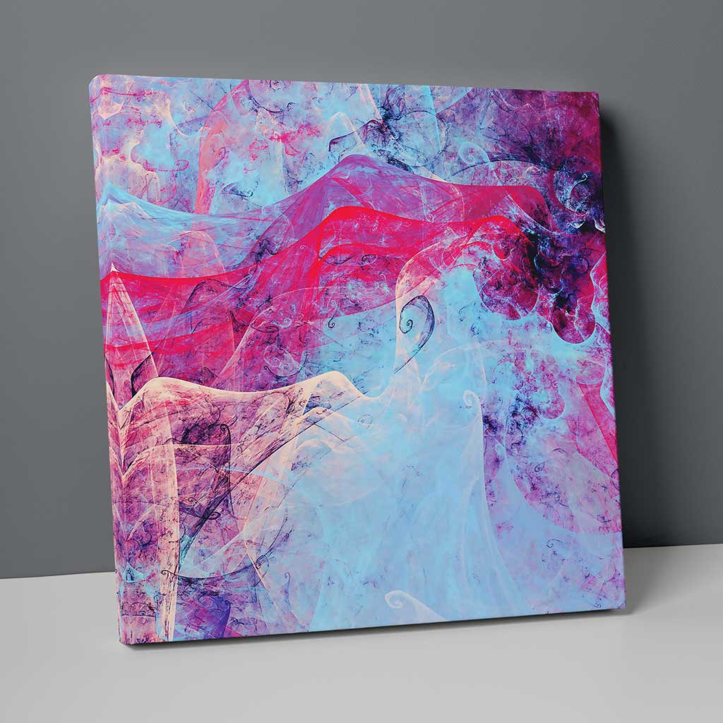 Abstraktes Fraktal Rosa Blau Lila Nr. 3 Druck auf Leinwand