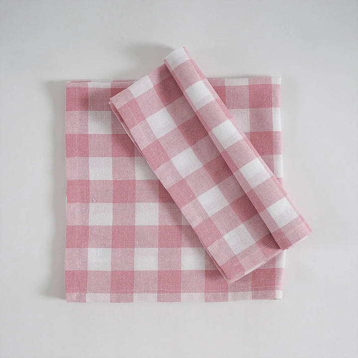Rosa Kariert Stoffservietten Polyester Waschbar Tisch Essservietten | Karnz