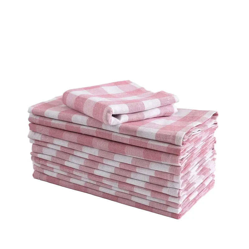Rosa Kariert Stoffservietten Polyester Waschbar Tisch Essservietten | Karnz